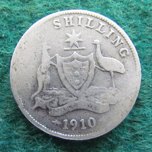 Australian 1910 1/- 1 Shilling Coin King Edward VII Circulated