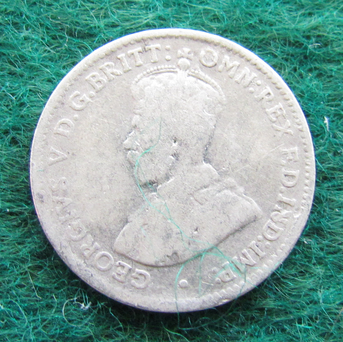 Australian 1918 M 3d Three Pence King George V Coin Circulated