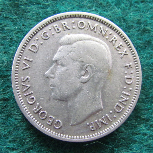 Australian 1942 S 2/- Florin King George VI Coin - Circulated