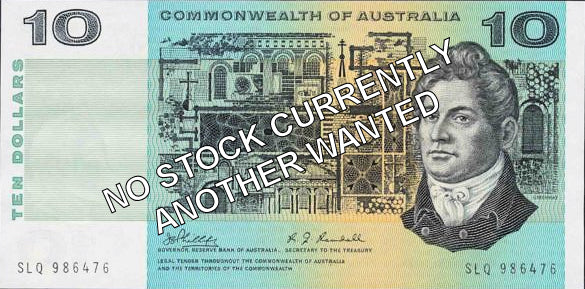 Australian 1972 10 Dollar Phillips Wheeler COA Banknote s/n SVT 329201 - Circulated