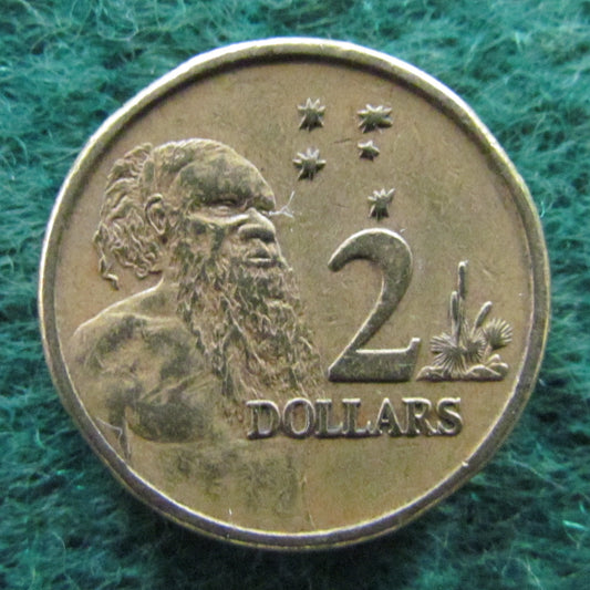 Australian 1992 2 Dollar Aboriginal Elder Queen Elizabeth Coin - Circulated