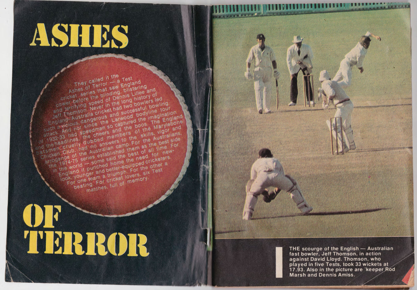 Cricket Book Ashes of Terror 1974 - 1975 - Forward by Bill Lawry