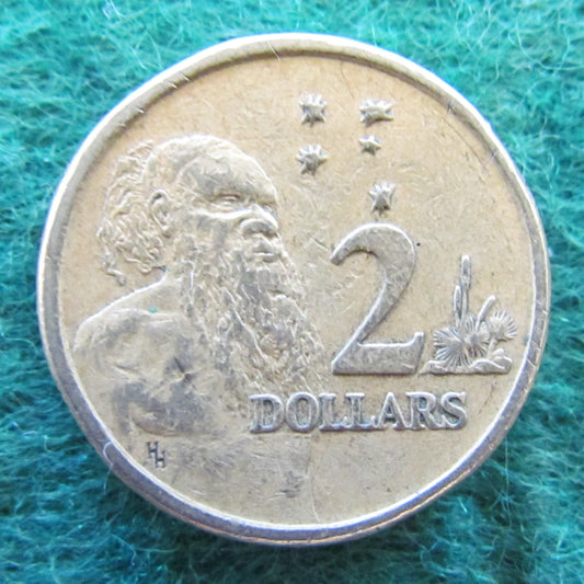 Australian 1988 2 Dollar Aboriginal Elder Queen Elizabeth Coin - Circulated