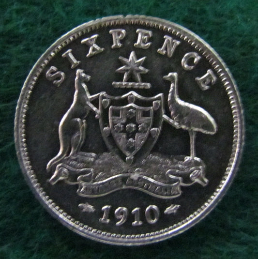 Australian 1910 6d Sixpence King Edward VII Coin - Circulated
