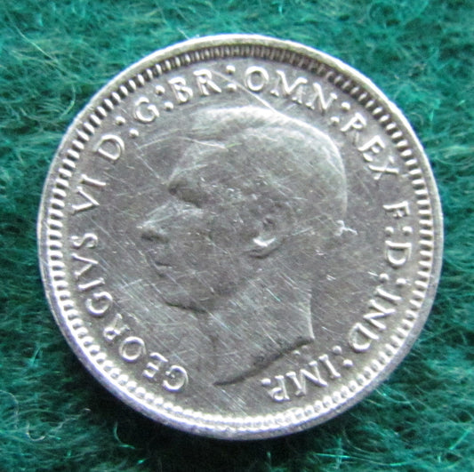 Australian 1942 D 3d Three Pence King George VI Coin Circulated