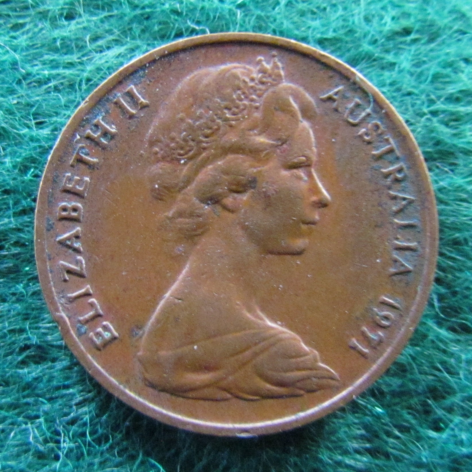 Australian 1971 1 Cent Queen Elizabeth Coin Gumnut Antiques