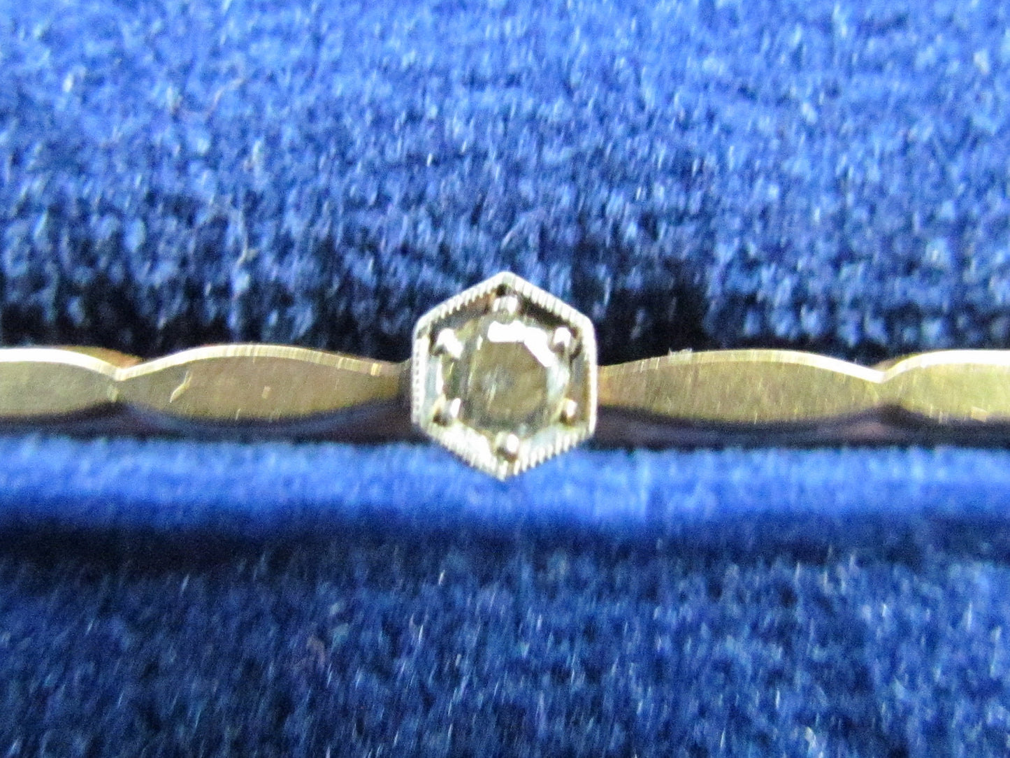 15ct Gold Bar Brooch With Platinum Bezel Set With An Old Cut Diamond