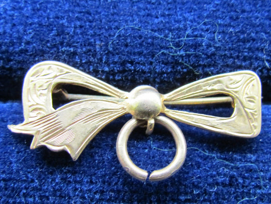 9ct Gold Bow Brooch With Jump Ring