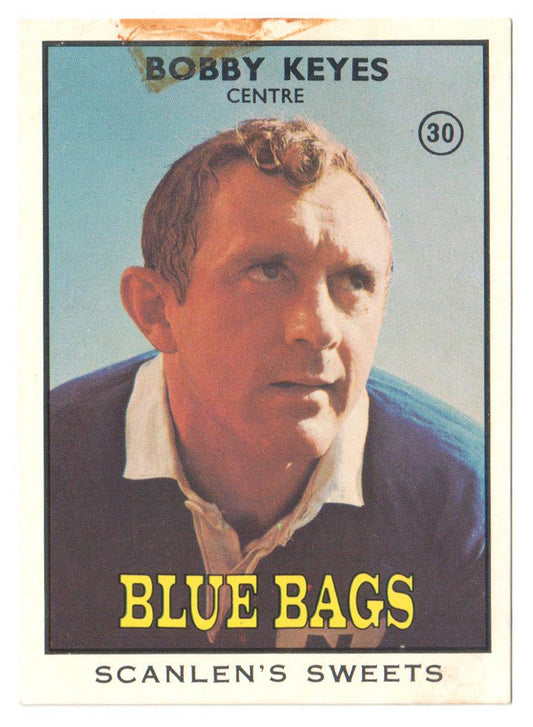 Scanlens Sweets 1968 NRL Football Card #30 - Bobby Keyes - Blue Bags