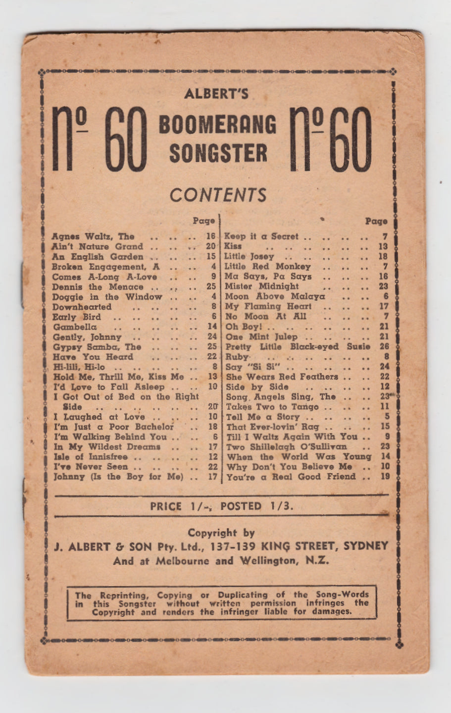 Boomerang Songster No. 60