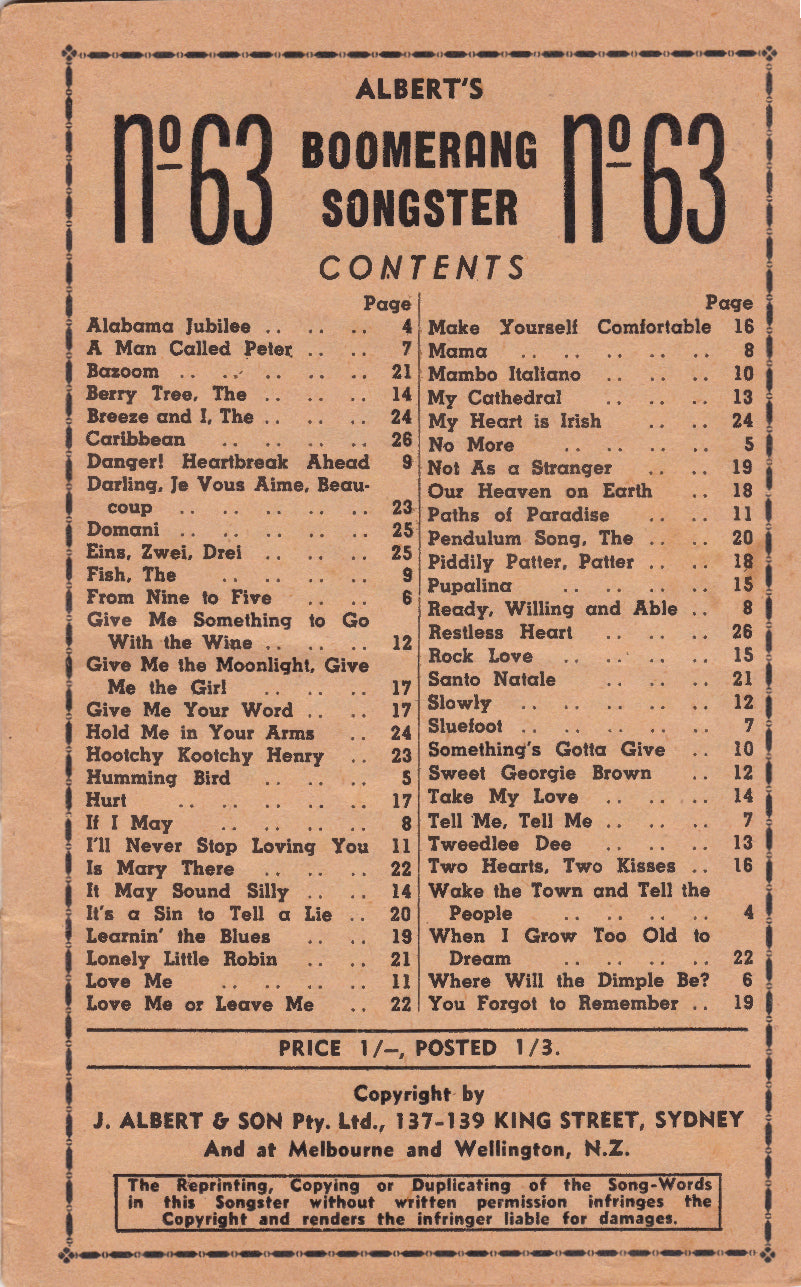 Boomerang Songster No. 63
