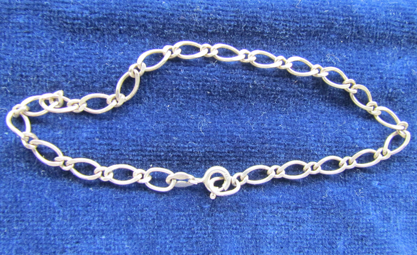 Vintage Silver Curb Link Bracelet Anklet With Long & Short Links 2.7 grams