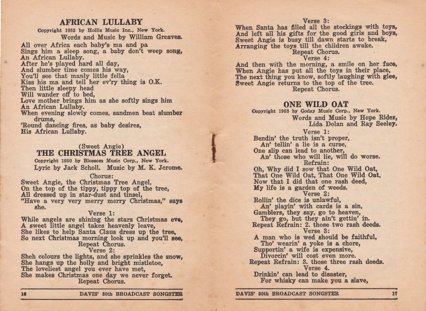 Broadcast Songster No. 30