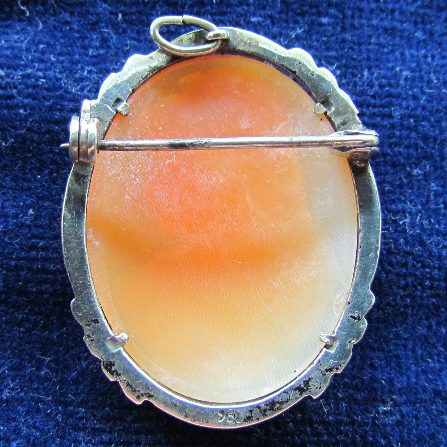 930 Continental Silver Marcasite Cameo Pendant Brooch