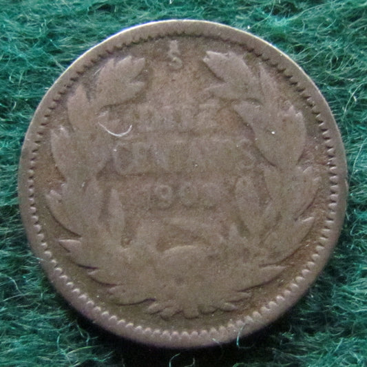 Chile 1909 S 10 Centavos Coin - Circulated