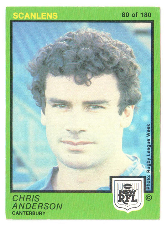 Scanlens 1982 NSW RFL Football Card 80 of 180 - Chris Anderson - Canterbury