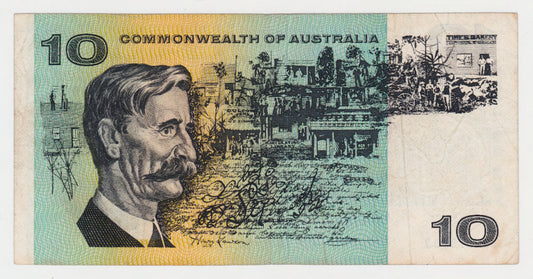 Australian 1968 10 Dollar Phillips Randall COA Banknote s/n SGJ 118253 -  Circulated