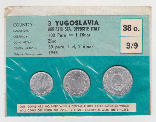 Jugoslavia 50 Para 1 Dinar 2 Dinar Coins