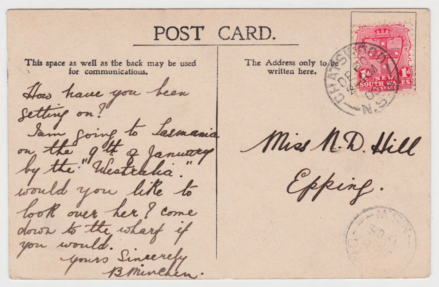 Postcard Combination Series Kerry Sydney Postmarked 1905