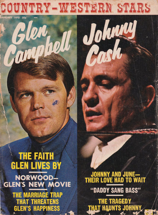 Country Western Stars Glen Campbell And Johnny Cash Magazine January 1970