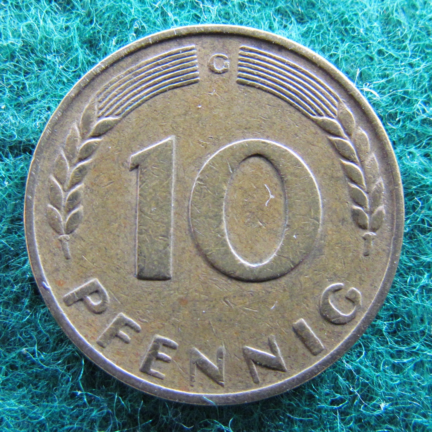 Germany 1950 G 10 Pfennig Coin - Circulated