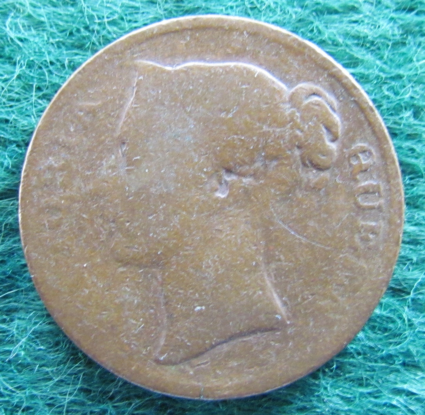 East India Company 1845 1/2 Cent Queen Victoria Coin - Circulated