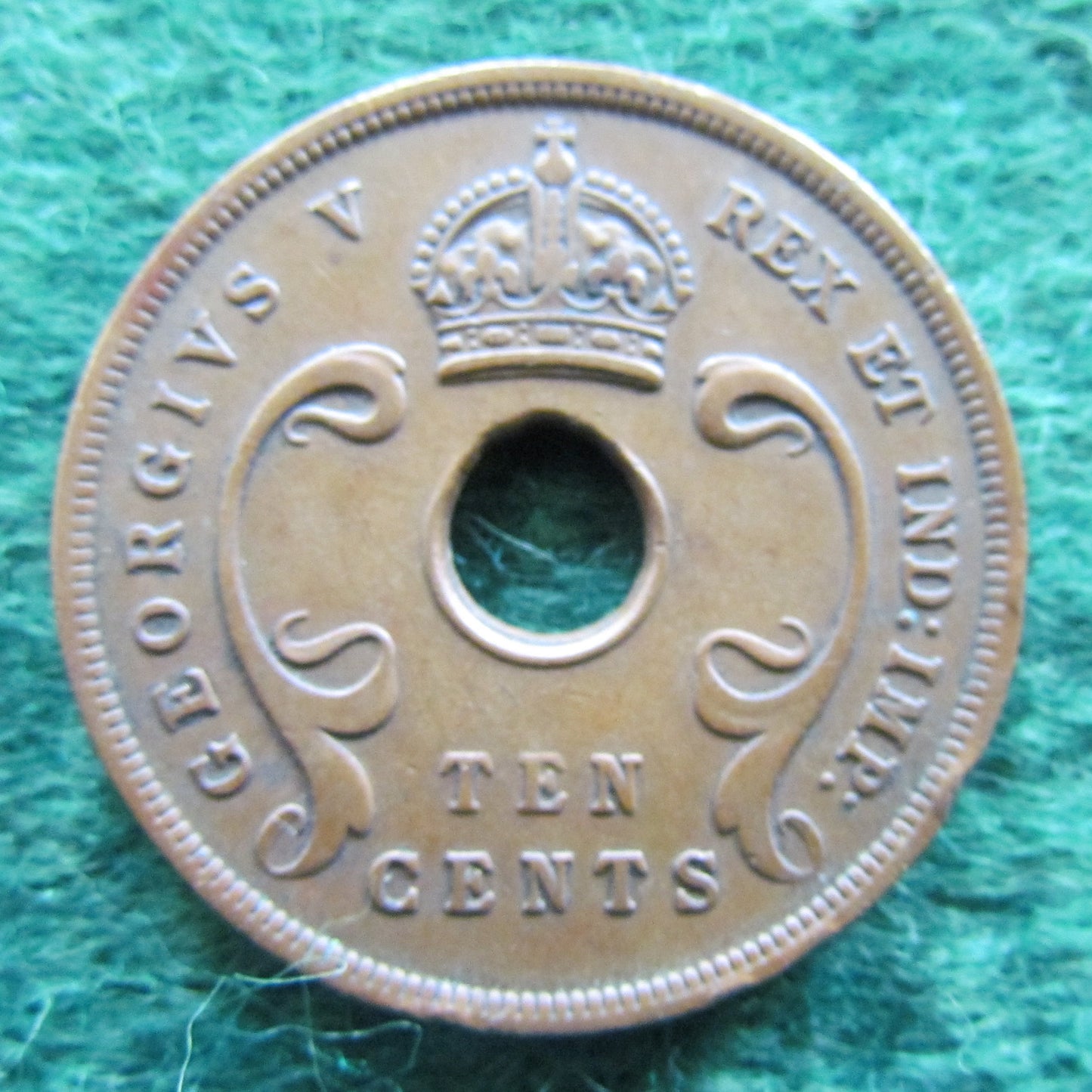 East Africa 1922 10 Cent King George V Coin - Circulated