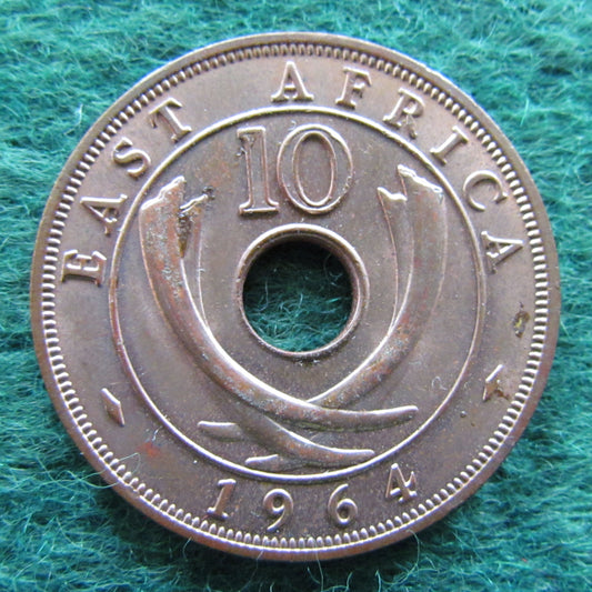 East Africa 1964 10 Cent Queen Elizabeth II Coin - Circulated