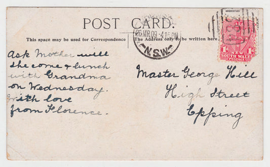 Postcard Figtree Lane Cove River 1909