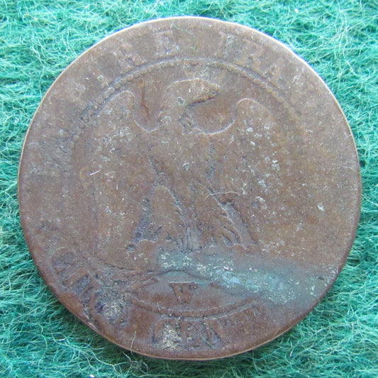 French 1856 W 5 Centimes Napoleon III Coin - Circulated