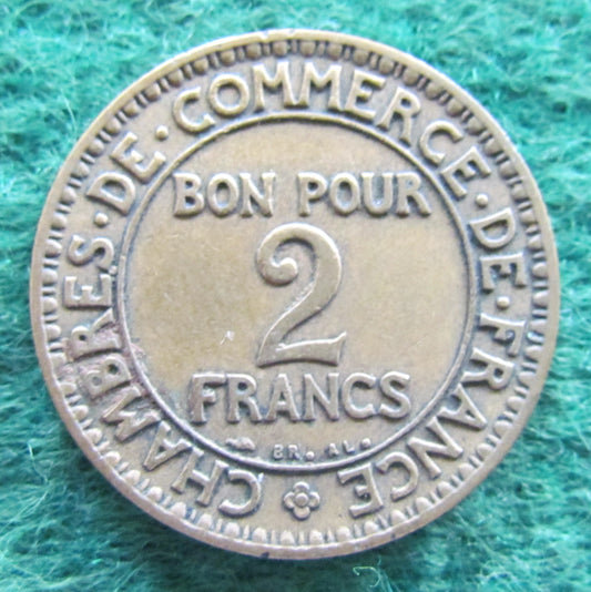 French 1922 2 Two Franc Chamber Of Commerce Coin - Commerce Industrie Coin