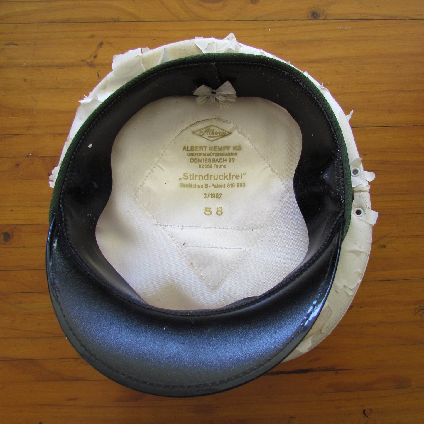 German Police Officers Visor Cap White Leather Simulate