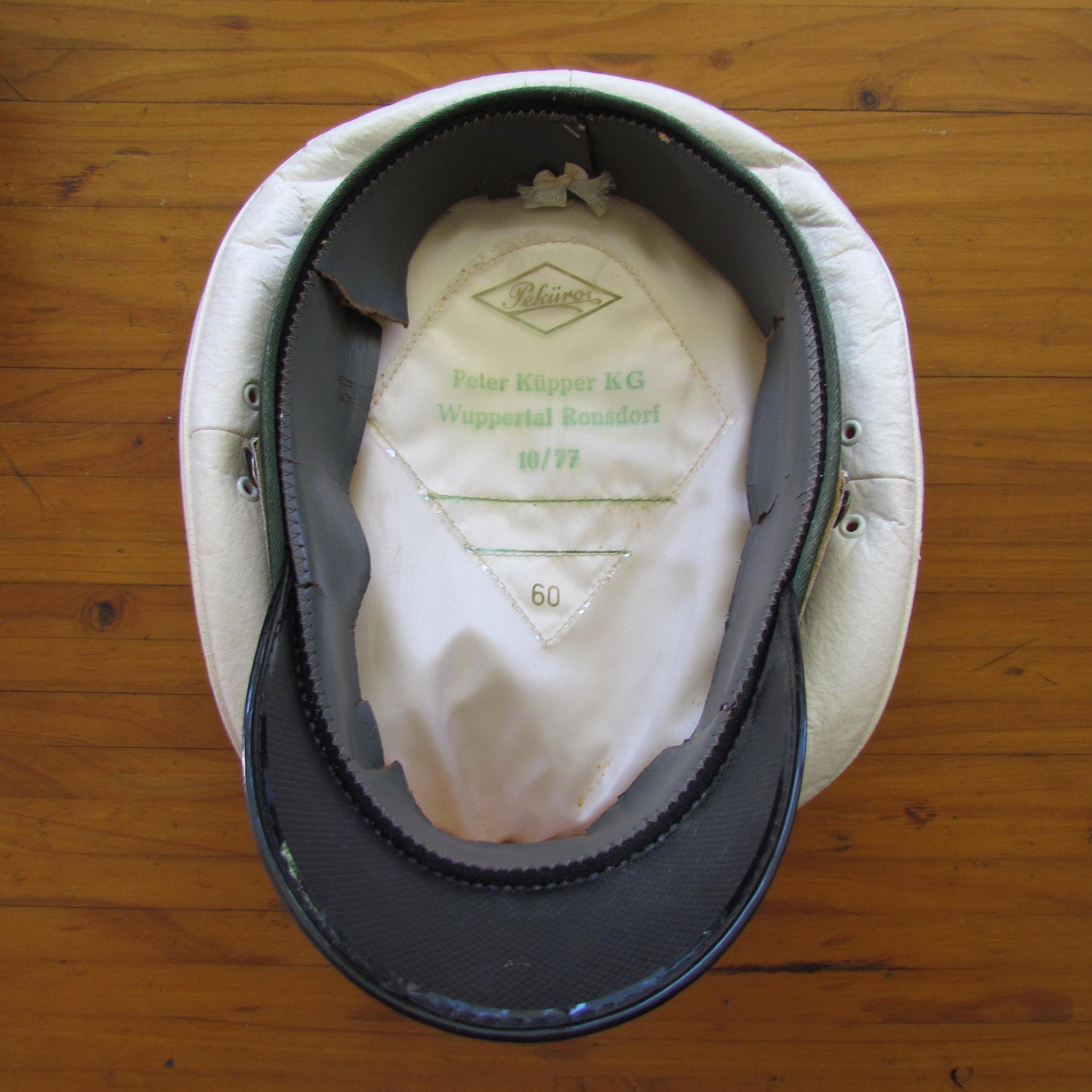 German Police Officers Visor Cap Ronsdorf by Pekuros White Leather Simulate