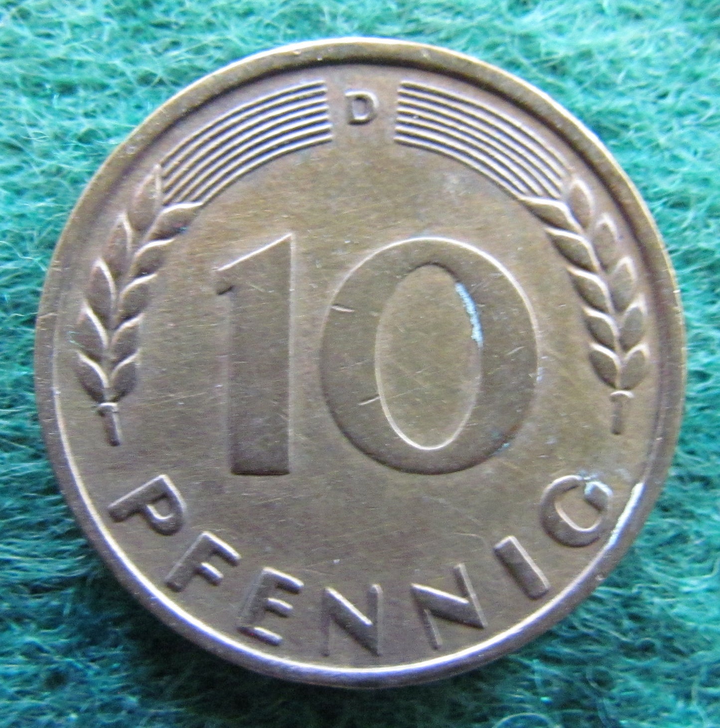 Germany 1949 D 10 Pfennig Coin - Circulated