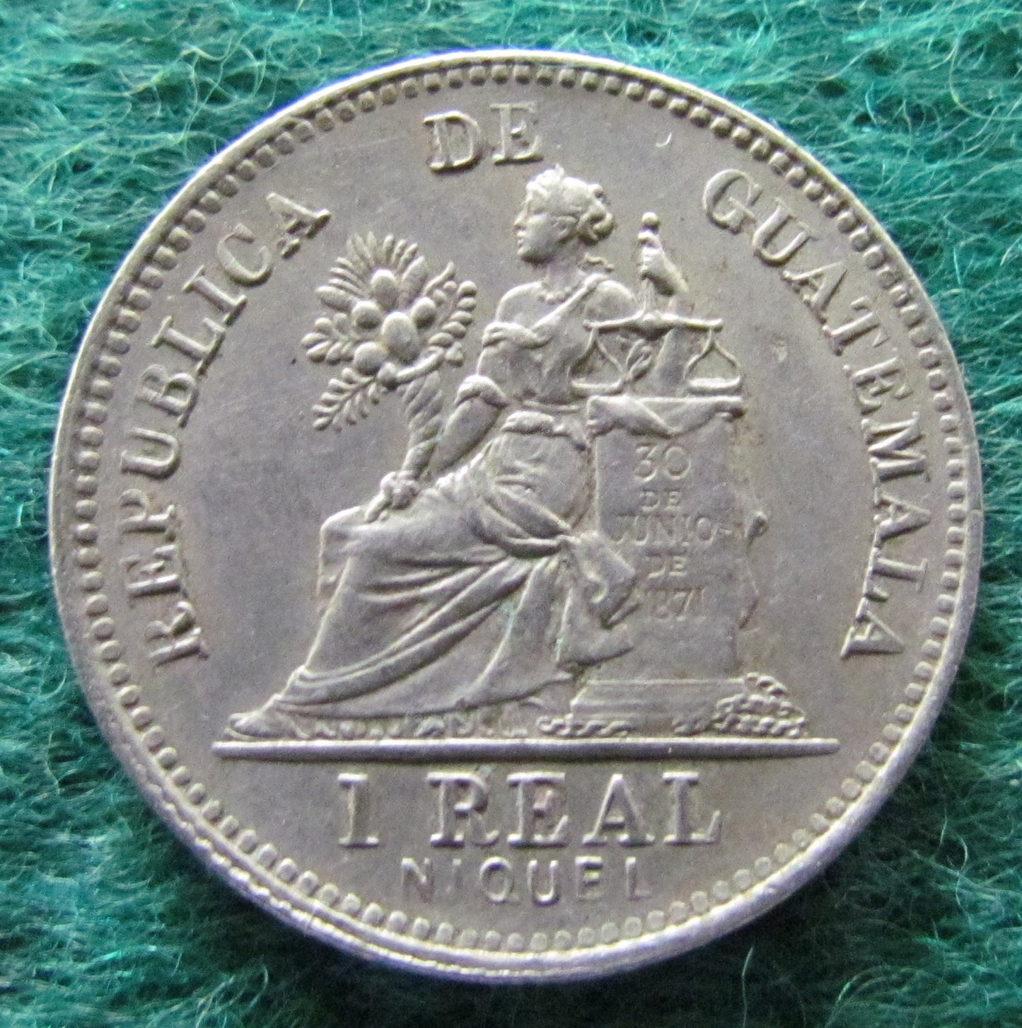 Guatemala 1901 1 Real Coin - Circulated
