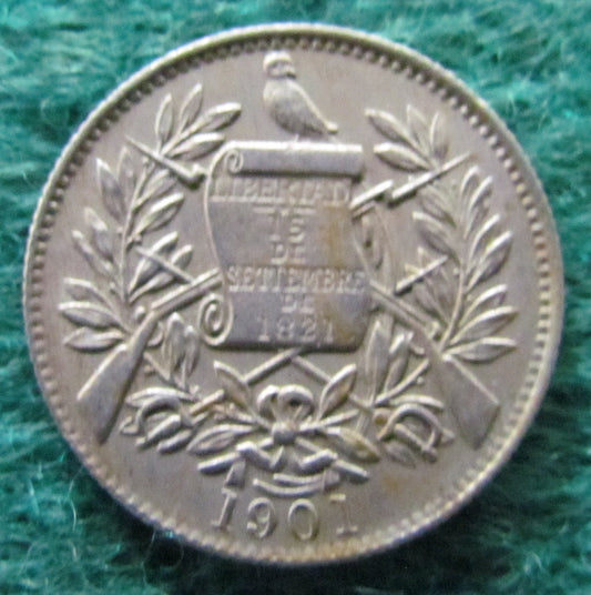 Guatemala 1901 1/2 Real Coin - Circulated