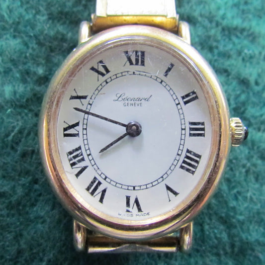 Leonard Geneve Swiss Made Mechanical Rolled Gold Ladies Wristwatch