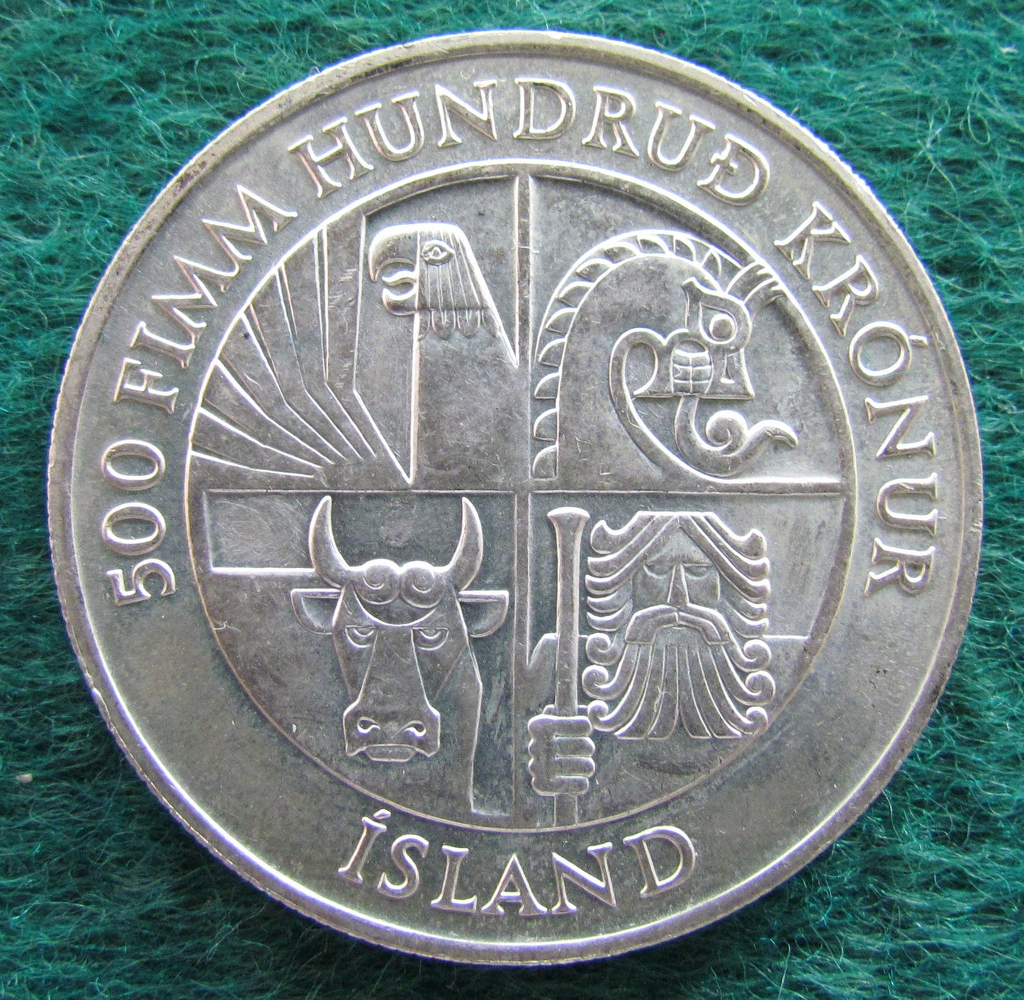Iceland 1974 500 Kroner 11th Centenary Anniversary Coin - Circulated