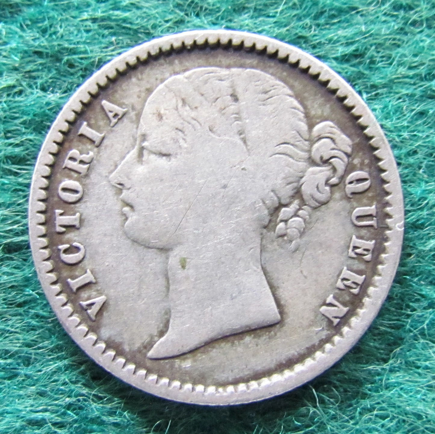 East India Company 1840 1/4 Rupee Queen Victoria Coin Quarter Rupee Queen Victoria Coin