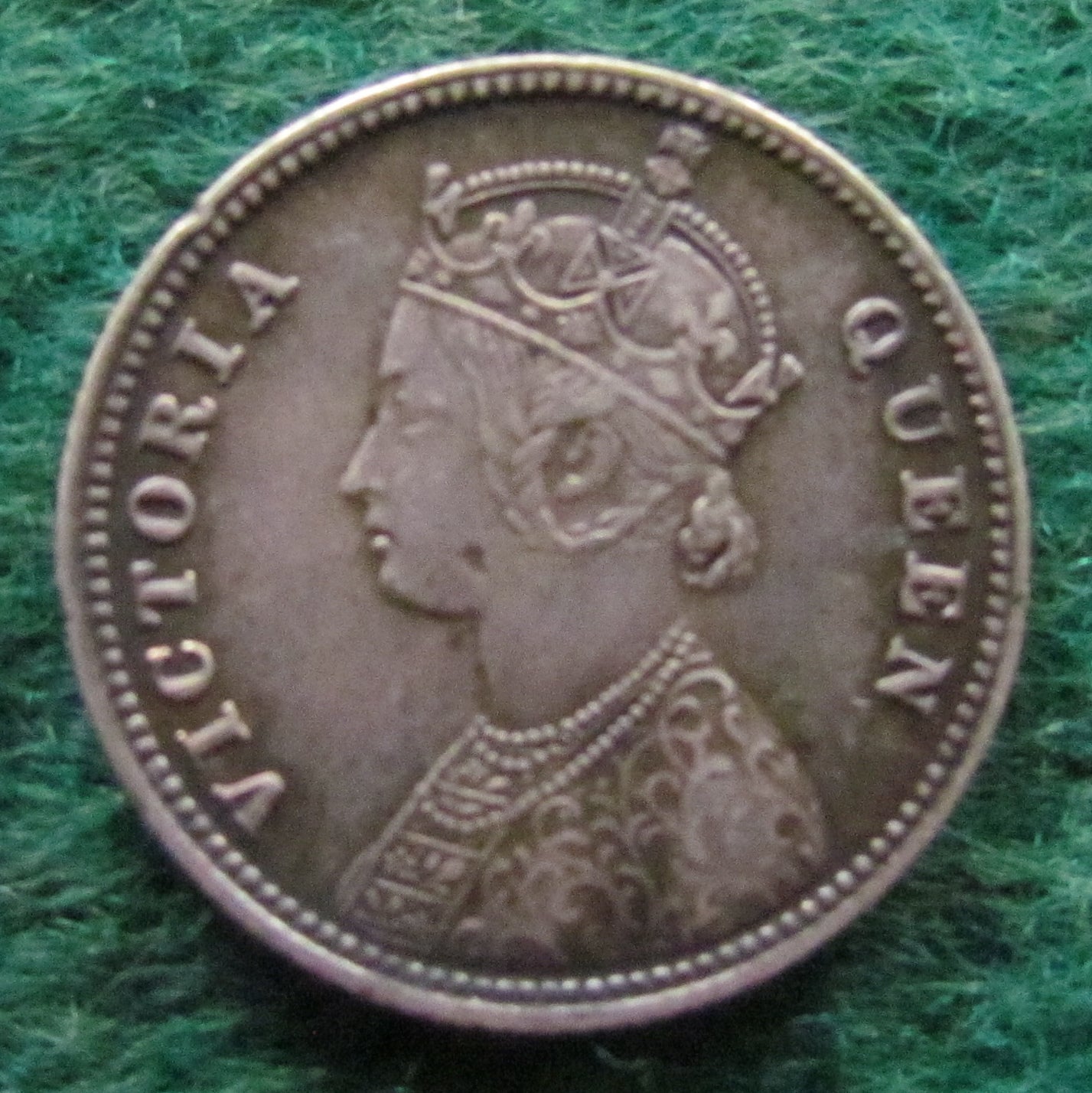 India 1862 1/4 Rupee Coin Queen Victoria
