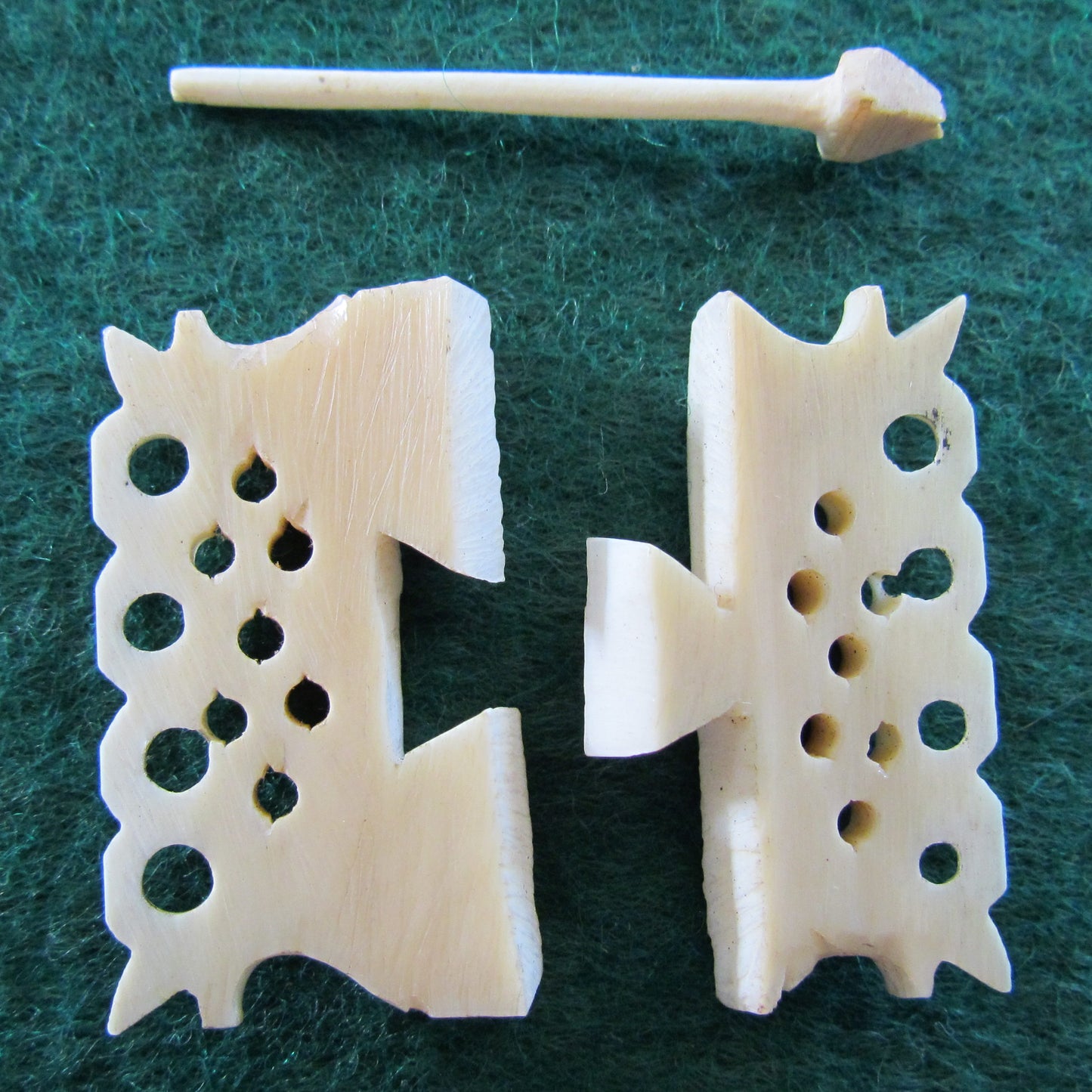 Ivory Pierce Carved Bracelet Clasp With Locking Pin