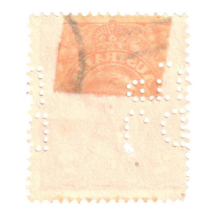 Australian 2 Penny Orange King George V Stamp - Perforation Variant