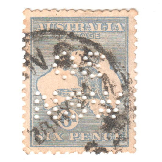 Australian 1913 6d 6 Penny Ultramarine Kangaroo Stamp - Perf 11.5-12