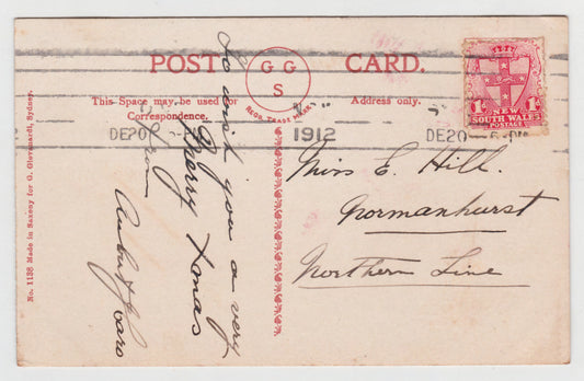 Postcard Lavender Bay Sydney Harbour Postmarked 1912