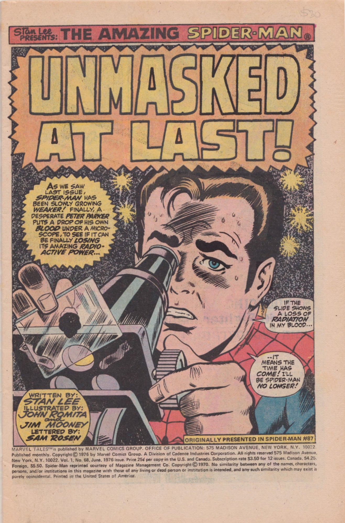 Marvel Tales Comic Book Staring Spiderman Unmasked At Last June 1968 02476