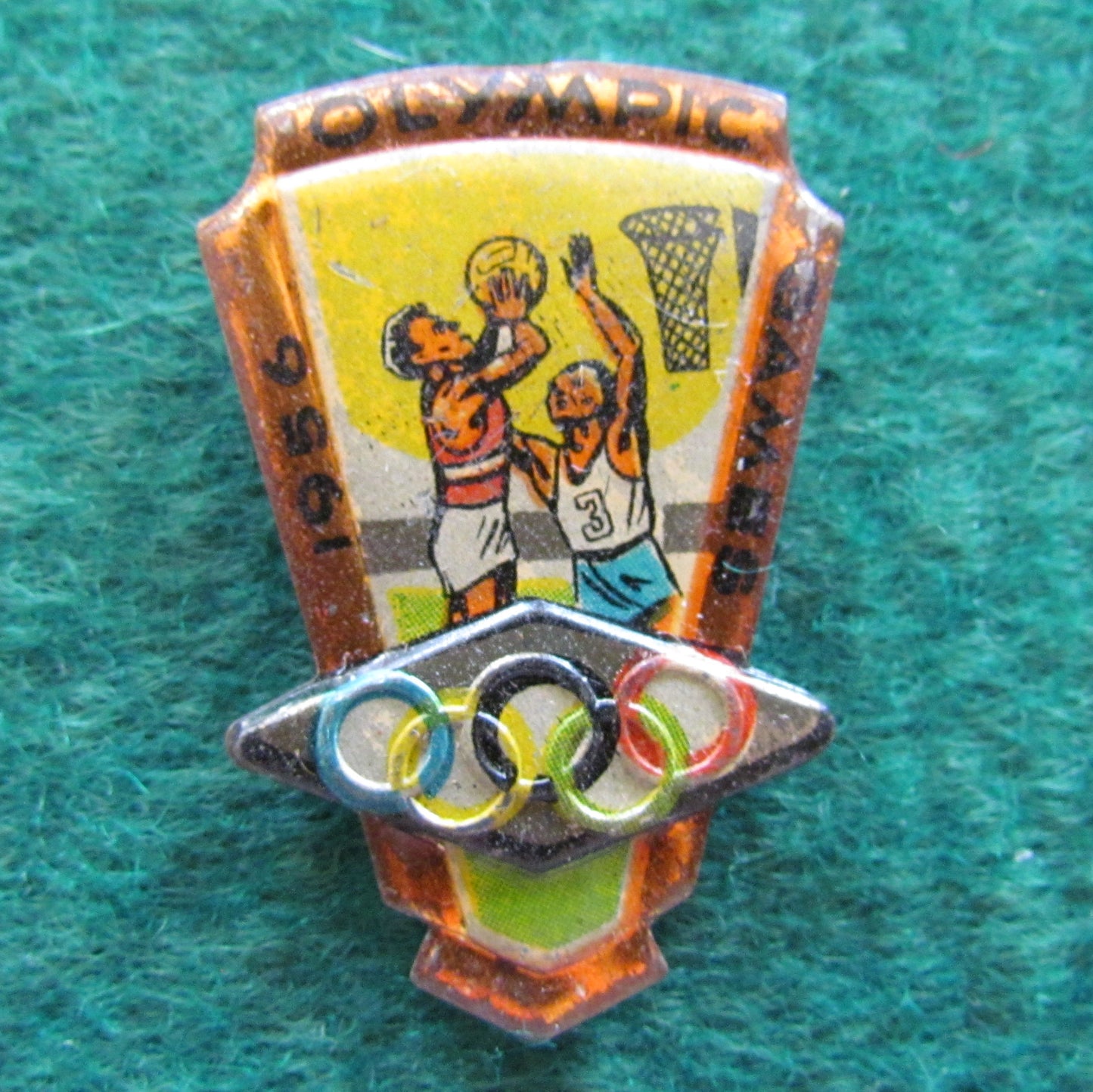 Australian Melbourne 1956 Olympic Basket Ball Tin Badge