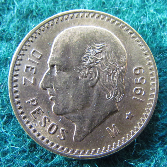 Mexican Mexico 1959 Diez 10 Pesos Gold Coin