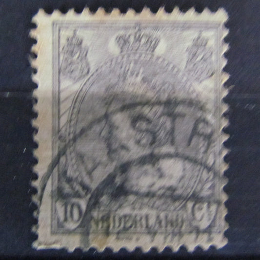 Dutch Netherlands 1898 10 Cent Queen Wilhelmina Grey Stamp Cancelled
