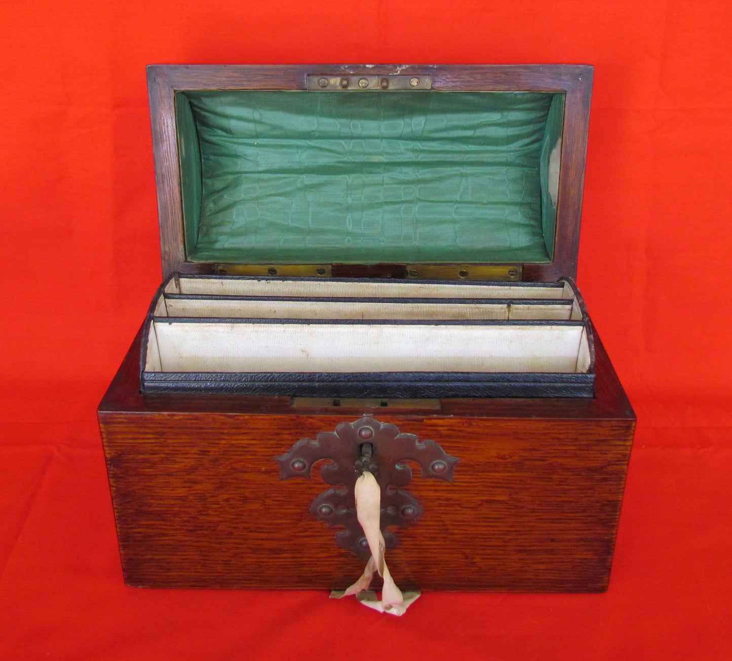 Oak Dome Top Desk Compendium With Letter Partitions c1890