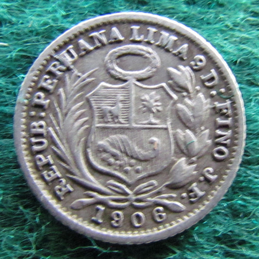 Peru 1906 1/2 Dinero Coin - Circulated